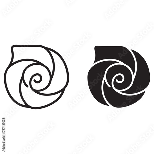 Abstract Black and White Spiral Swirl Design with Outline and Silhouette Versions