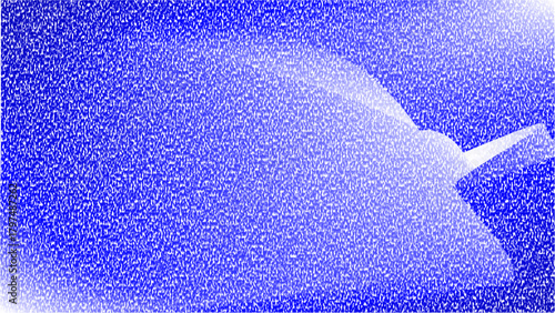 Abstract digital art of a manta ray created from a dense pattern of white dots on a vibrant blue background.