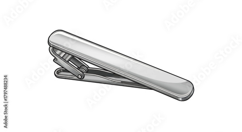 Sleek Silver Metal Tie Clip with Polished Finish.