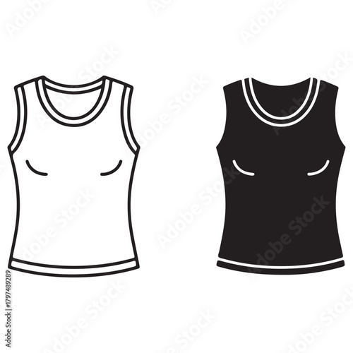 Minimalist Tank Top Icons in Outline and Silhouette Styles