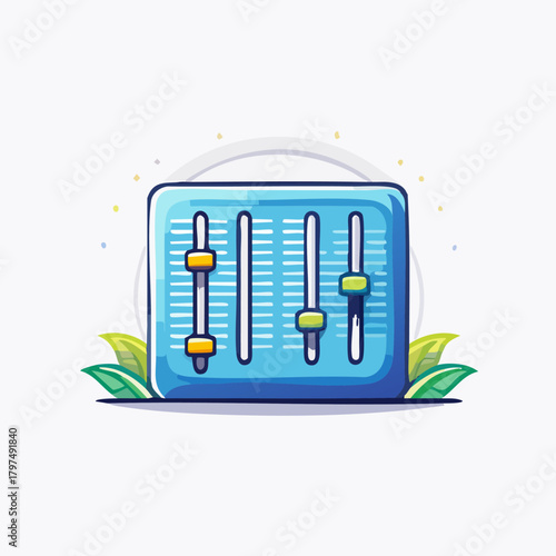 Audio Mixer Control Panel Illustration for Sound Adjustment.