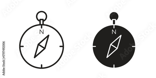 Compass icon in line design. Simple icon vector