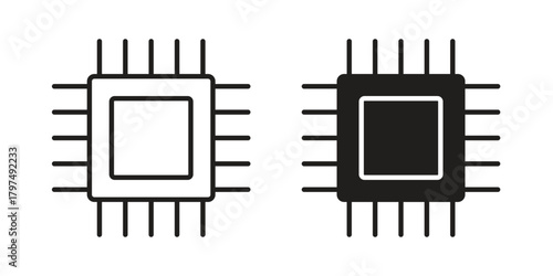 CPU icon in line design. Simple icon vector