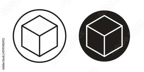 Cube icon in line design. Simple icon vector