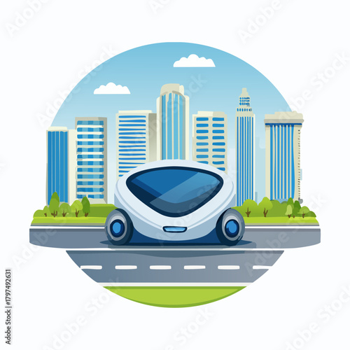 Autonomous Vehicle in Urban Environment - Future Transportation Concept.