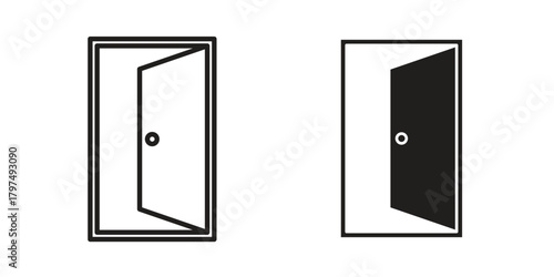 Door icon in line design. Simple icon vector