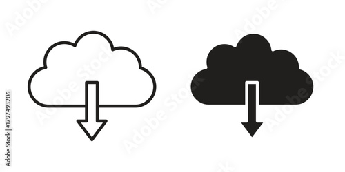 Download from Cloud icon in line design. Simple icon vector