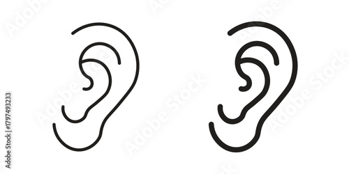 Ear icon in line design. Simple icon vector