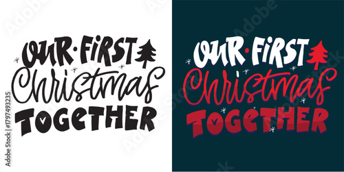 Hello 2026. Merry Christmas and Happy New 2026 Year - cute hand drawn doodle lettering postcard.  Holly Jolly, Tis the season.