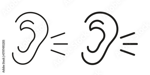 Ear icon in line design. Simple icon vector