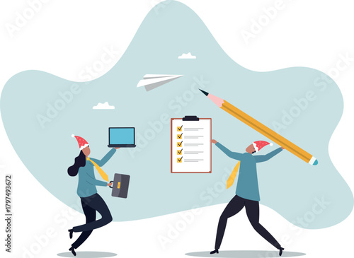 Checklist to complete project task, accomplish work checkmark, todo list clipboard or project status report,about a man and his life.