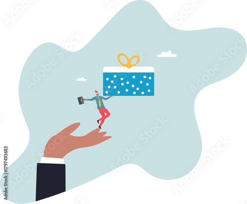 Gift reward program, bonus or surprise present for customer, employee reward or lucky prize, birthday gift box or festive incentive,about a man and his life.
