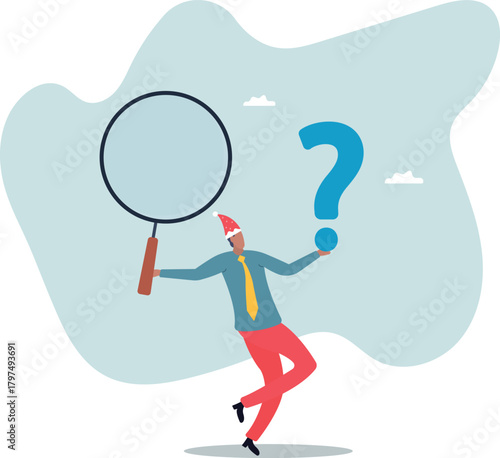 Problem analysis, analyze information to find solution or answer, solving problem or trouble, challenge to think overcome difficulty concept,about a man and his life.