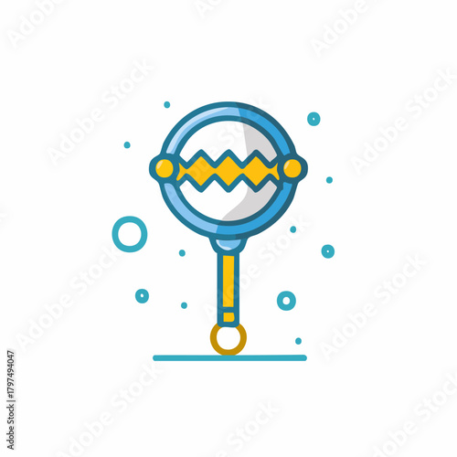 Baby rattle toy icon illustration flat design.
