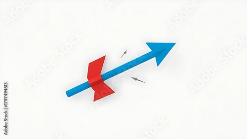 reprisal. A sharp red arrow deflecting a blue arrow on a neutral background. event key visuals, club posters, designed for fitness apps and gym onboarding.