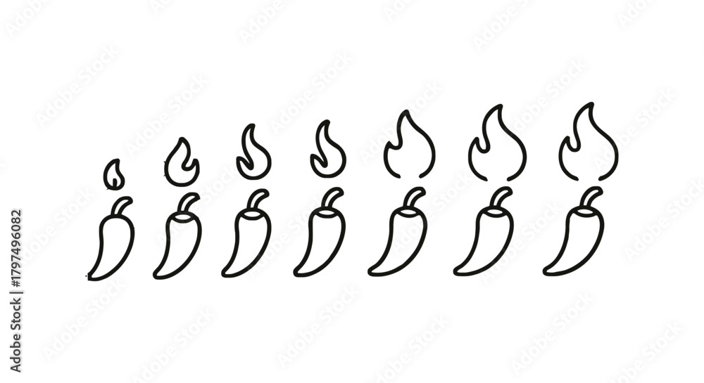 Obraz premium Chili pepper heat level scale spicy food rating illustration