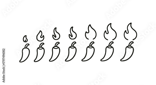 Chili pepper heat level scale spicy food rating illustration