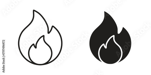 Fire icon in line design. Simple icon vector