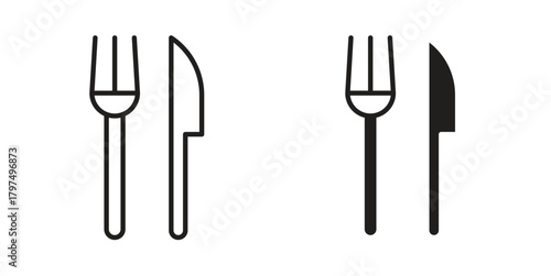 Fork and Knife icon in line design. Simple icon vector