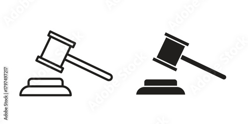 Gavel icon in line design. Simple icon vector