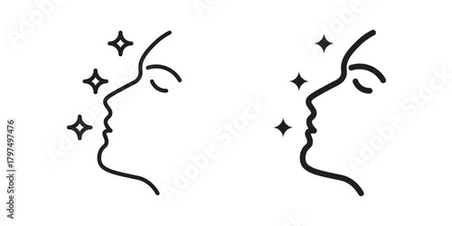 Glowing skin icon in line design. Simple icon vector