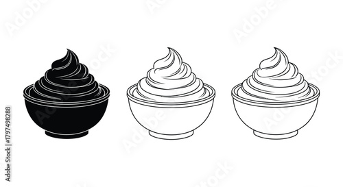 Ice cream bowls vector drawing dessert illustration design