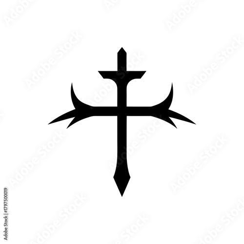 Leviathan Cross Symbol Minimal Isolated Occult Emblem Clean Mystic Icon Line Art Vector illustration