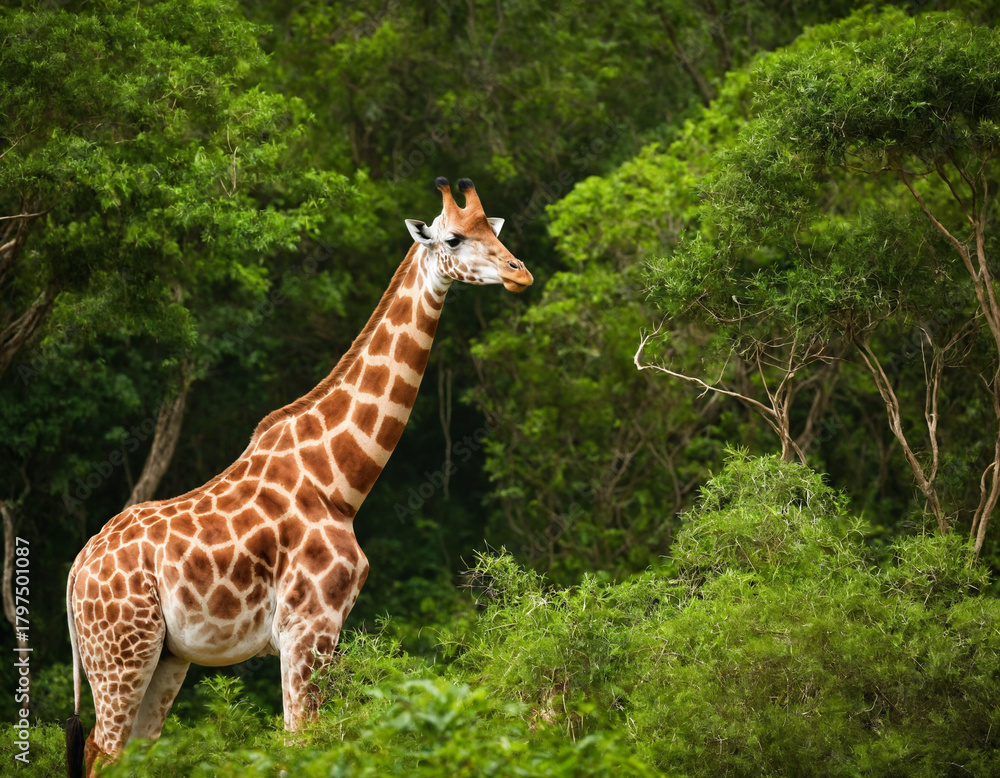 Obraz premium giraffe eating grass