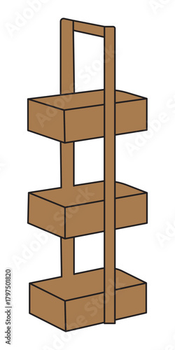 The image depicts a tiered storage caddy or shelf unit, likely made of wood.