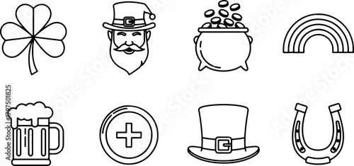 Festive St. Patrick's Day icons bringing Irish luck and charm to your designs, perfect for celebrations, invitations, and holiday promotions