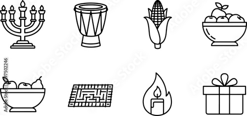 Celebrating Kwanzaa Traditions A Collection of Festive Icons Symbolizing Unity, Creativity, and Faith, Perfect for Designs Expressing Cultural Pride