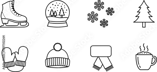 Delightful winter icons bring the magic of the season to life, perfect for holiday greetings, seasonal promotions, and festive designs, originally a scalable graphic