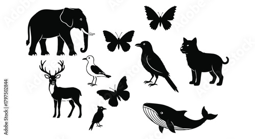 Silhouette animals vector graphic wildlife animal silhouettes