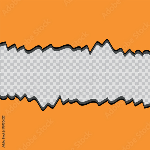 Cartoon Ripped Paper Edge Background with Transparent Center – Orange Torn Paper Template