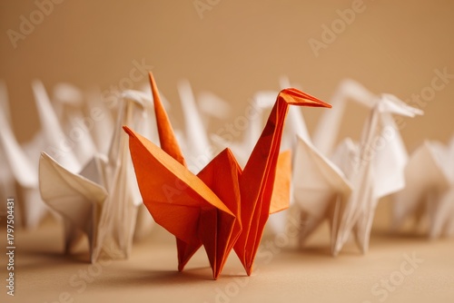 red origami crane