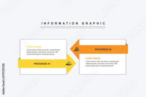 2 step infographic design. schedule concept with paper layout. can be used for workflow illustration