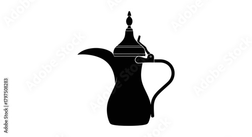 Arabic coffee pot dallah vector illustration silhouette icon