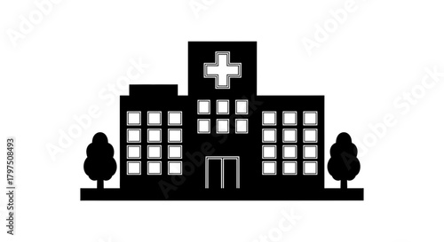 Find hospital building emergency clinic medical center icon