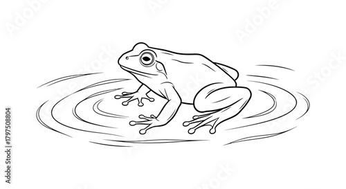 Frog illustration amphibian drawing outline vector clip art