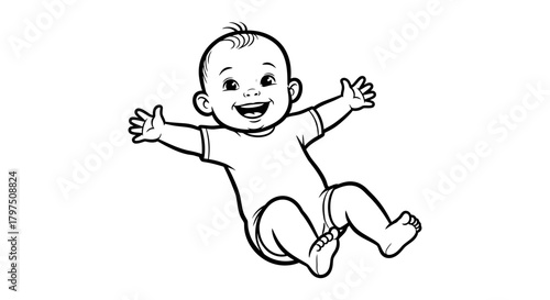 Baby outline drawing happy infant illustration clip art image