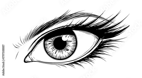 Eye drawing sketch black and white vector illustration art