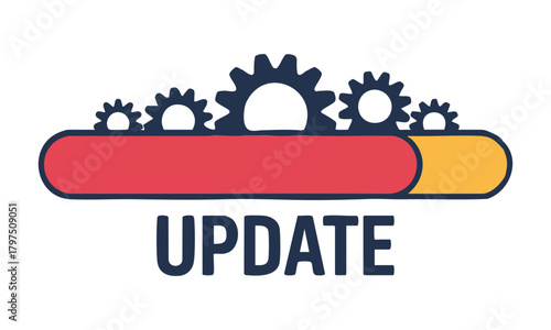 System Update Progress With Gears Icon Vector illustration, easily editable. 