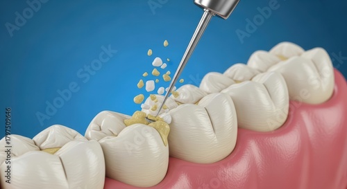 Teeth Cleaning Process Close-up 3D Render