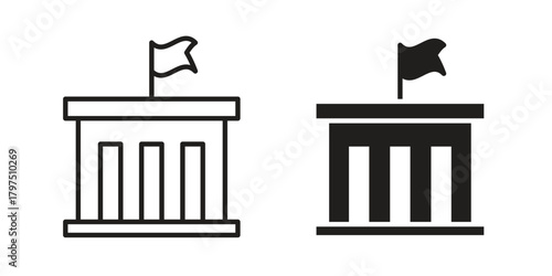 City hall building icon on white background. Stock vector icon