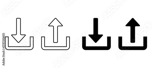 Download and upload icon buttons set. Download and upload icon.
