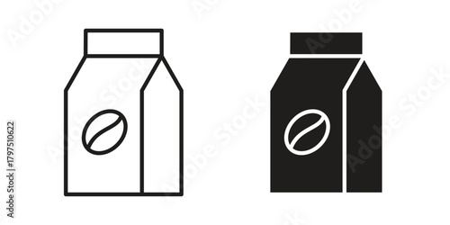 Coffee paper bag icon on white background. Stock vector icon