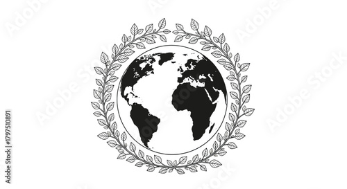 Embrace global sustainability with this elegant Earth emblem, a symbol of growth, nature, and environmental care for your projects.