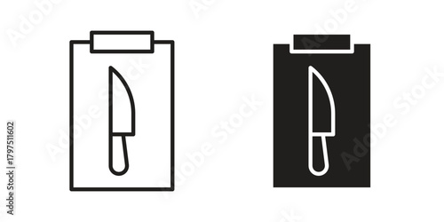 Cutting board with knife on white background. Stock vector icon. vector glyph flat icons