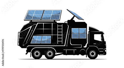 Innovative solar powered garbage truck concept for sustainable urban waste management and eco-friendly transportation solutions