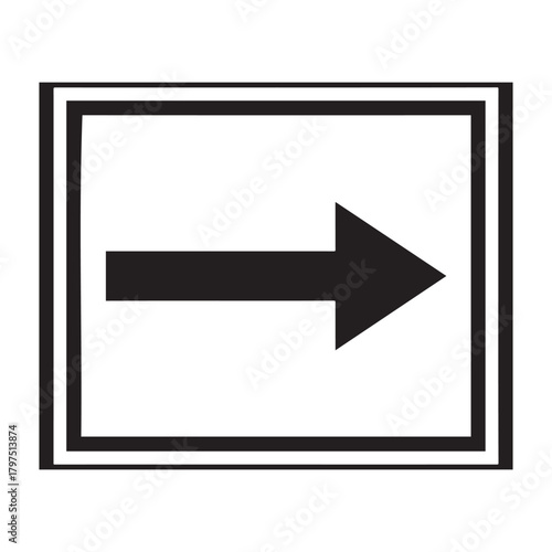 Black arrow pointing to the right inside a rectangular frame